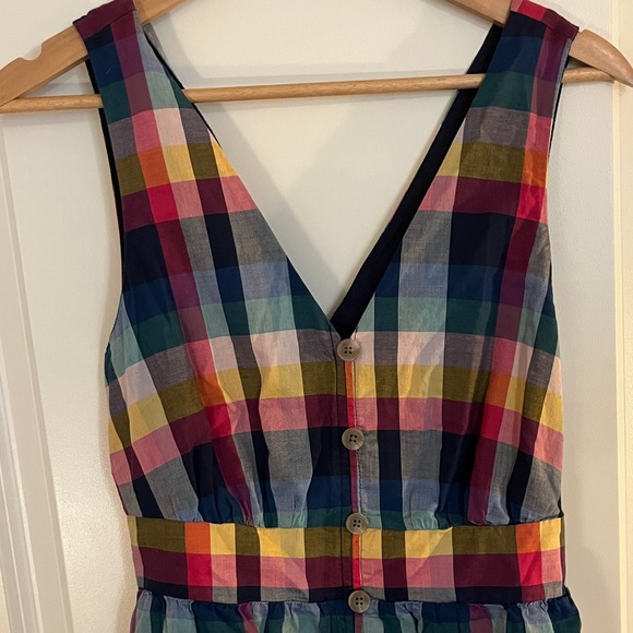 J. Crew Multicolor Plaid Sleeveless V-Neck Midi Dress - Picture 2 of 3